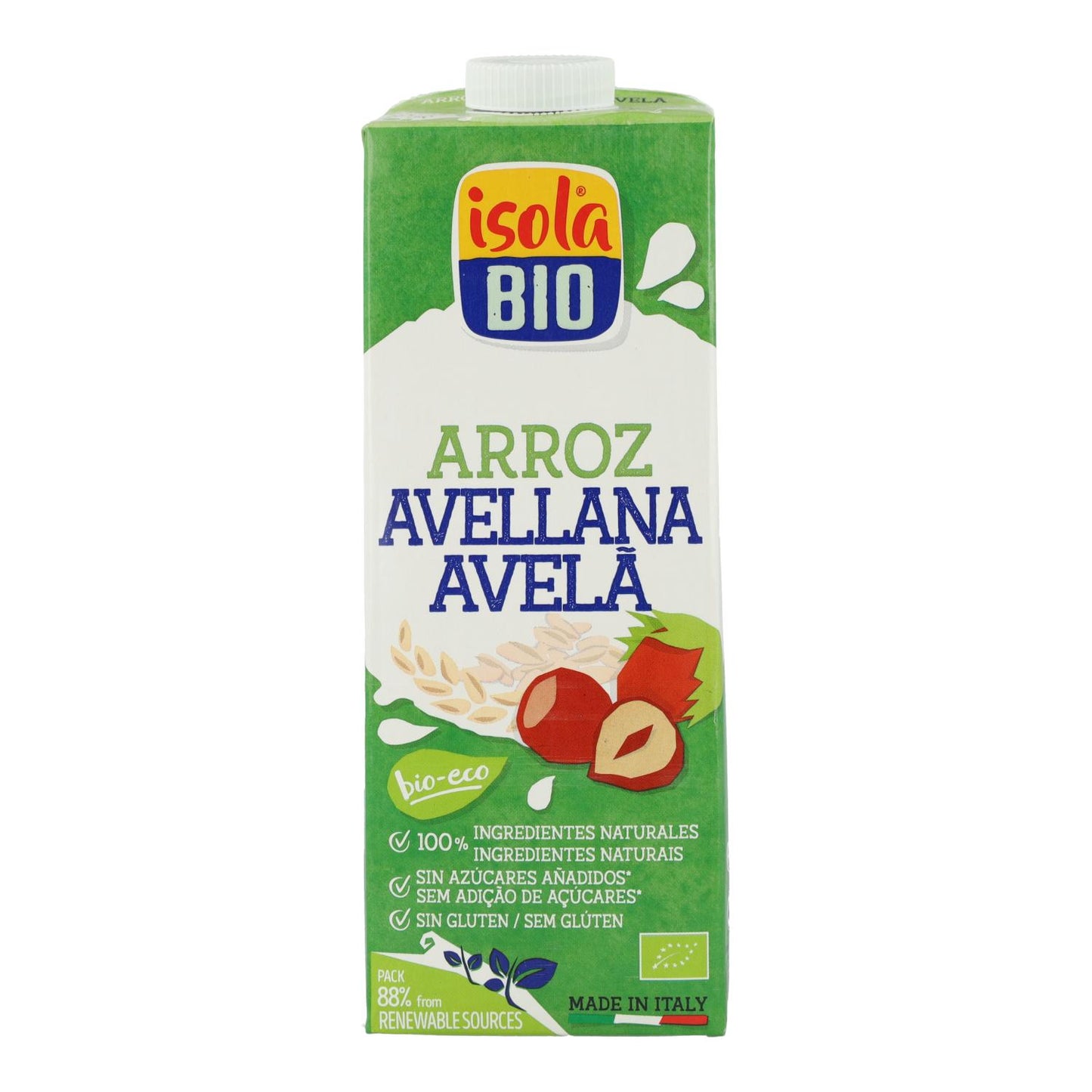 6er-Pack Bio-Getränk Reis und Haselnuss, Isola Bio, 1 l