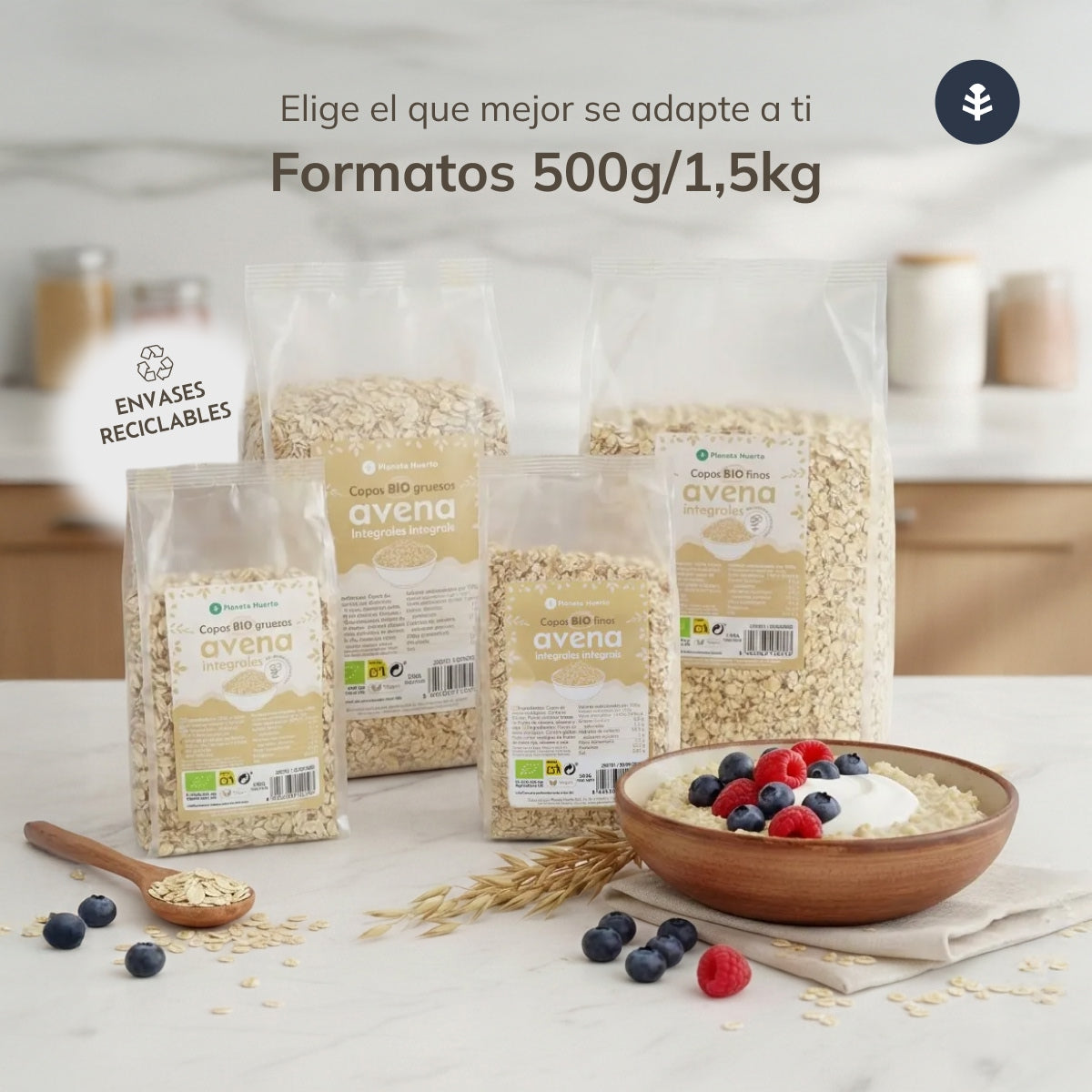 Grobe Vollkorn-Haferflocken ECO Planeta Huerto