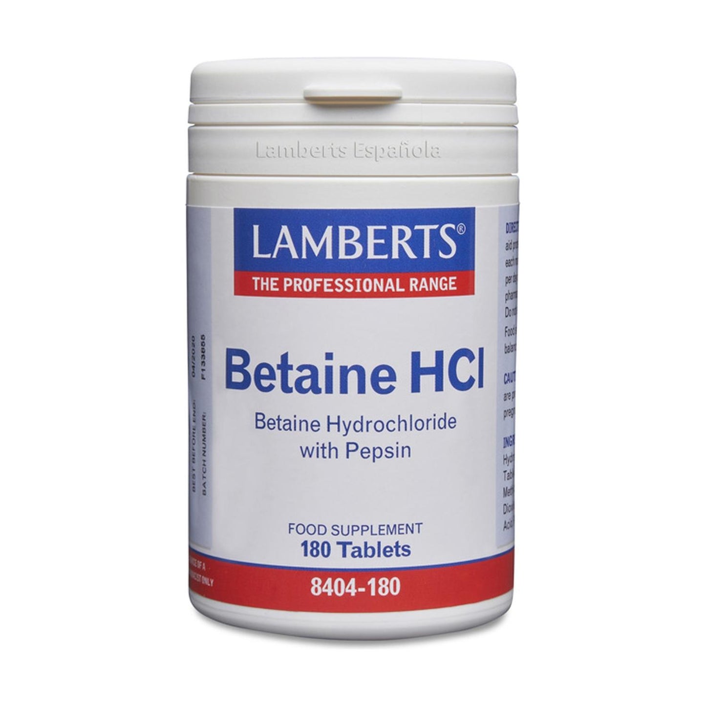Betain HCl 324 mg/Pepsin 5 mg Lamberts, 180 tabletter
