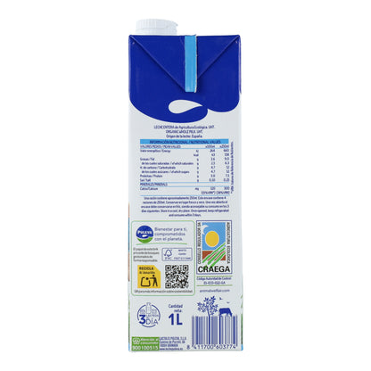 Puleva Organic Whole Milk, 1 L