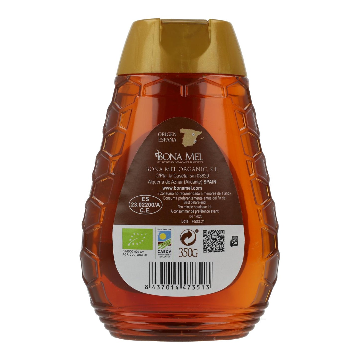 Biologische honing van duizend bloemen (anti-druppel) Bona Mel, 350 g