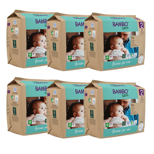Pack 6 x Bambo Nature pañales T2 (3-6kg) 30 uds
