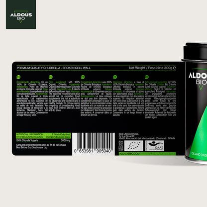 Ökologische Premium-Chlorella, Aldous Bio, 600 Tabletten