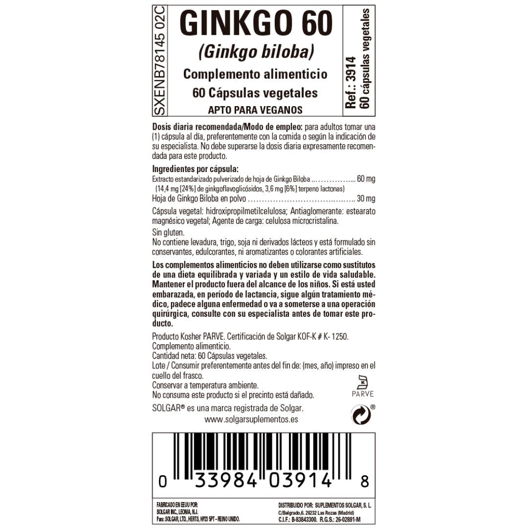 Ginkgo 60, 60 plantaardige capsules