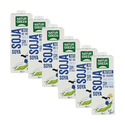 Pack 6 x Bebida de Soja Nature BIO sin Azúcares NaturGreen 1 L