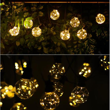 Guirnalda LED 10 bombillas transparentes blanco cálido 8M interior y exterior