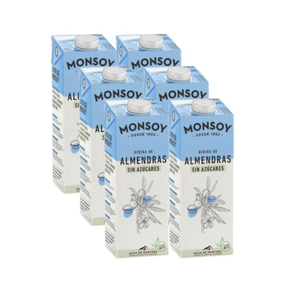 Pack of 6 Monsoy Sugar-Free Almond Milk 1 L