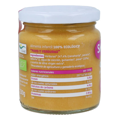 Tarrito BIO pavo y verduras +6 meses Smileat, 230g