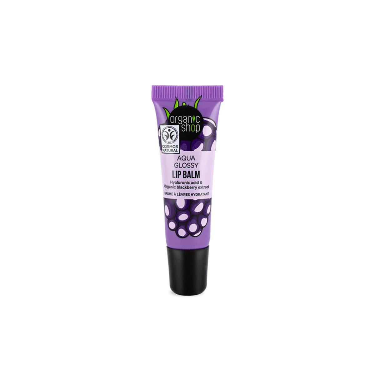 Balsamo labbra lucido aqua con acido ialuronico ed estratto di mora, Organic Shop 10 ml