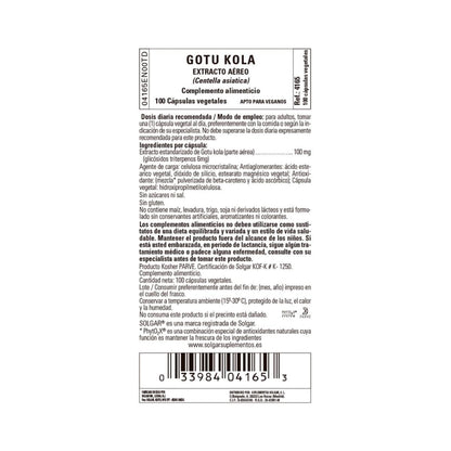 Gotu Kola (Centella Asiática), 100 vegetabiliska kapslar