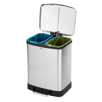 Poubelle à pédale en acier inoxydable Easy Close Studio Duo, 2 x 20 l