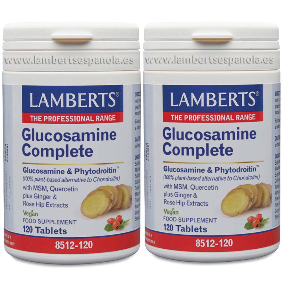 Pakket met 2 x Glucosamine, Chondroïtine, MSM, Gember Lamberts 120 tabletten