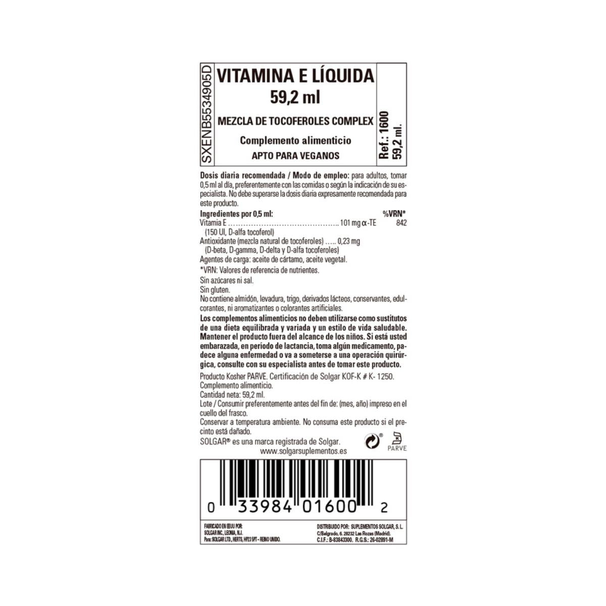 Vloeibare vitamine E, 59,2 ml