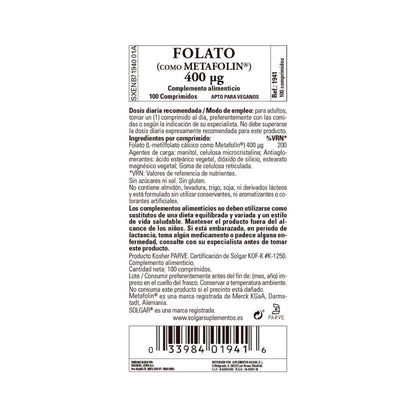 Folsäure (Metafolin), 100 Tabletten (400 g)