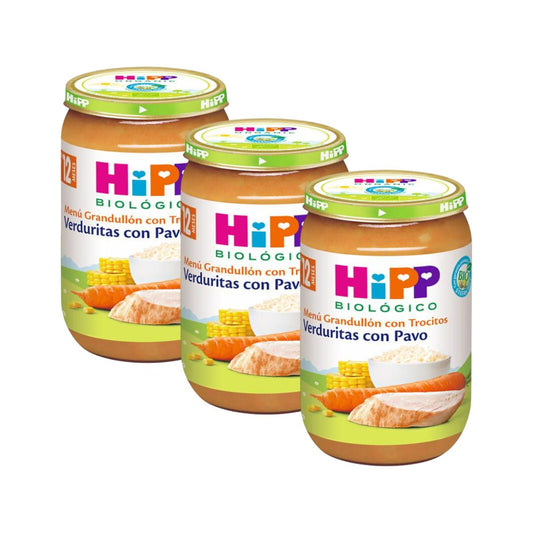 Pack of 3 jars of organic turkey and vegetables for children aged 12 months and over HiPP 220 g
