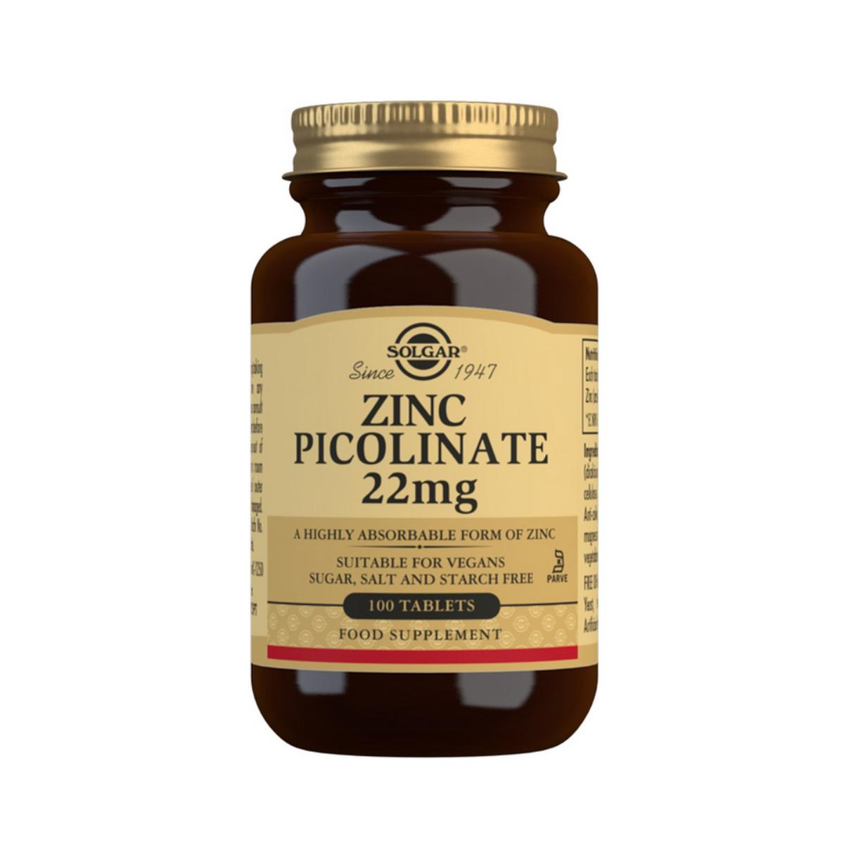 Zinc Picolinate 100 tablets of 22mg Solgar
