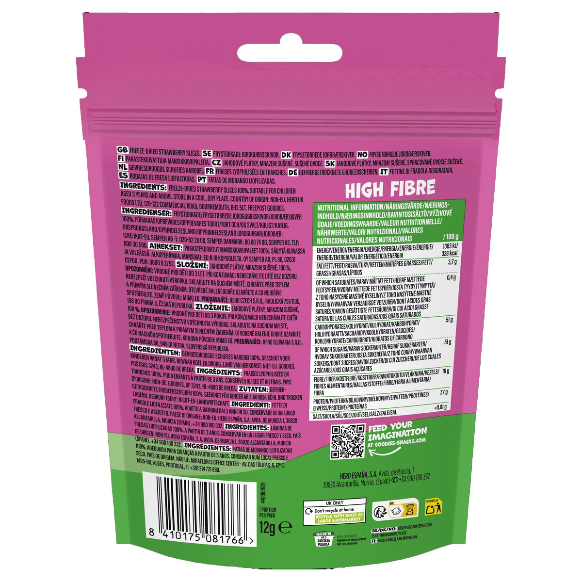 Jordgubbschips, Hero Baby SOLO, 12 g