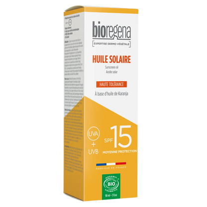 Huile solaire en spray SPF 15 hypoallergénique Bioregena 90 ml