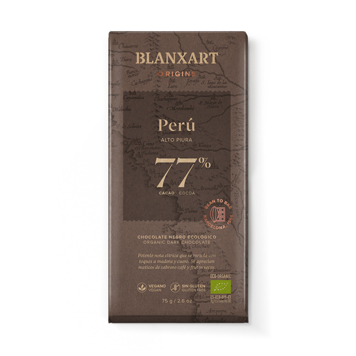 Czekolada gorzka 77% Peru Eco Vegano Bezglutenowa Blanxart 75 g