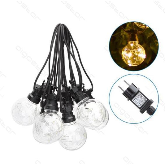 LED garland 10 warm white transparent bulbs 8M indoor and outdoor