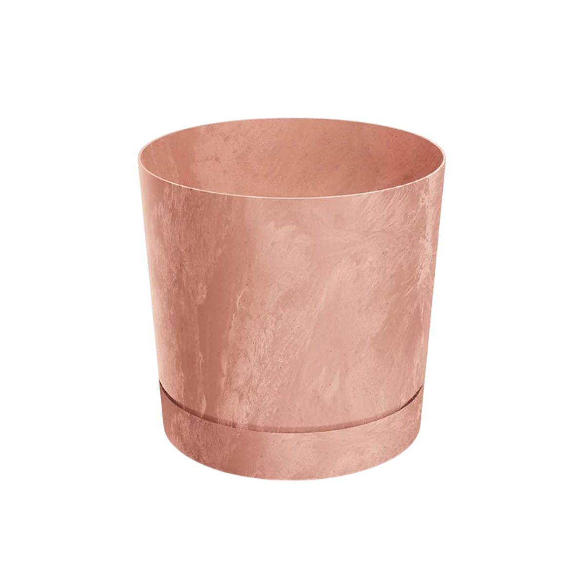 Pure cementen bloempot met geïntegreerde terracotta schotel  D 30 x 29