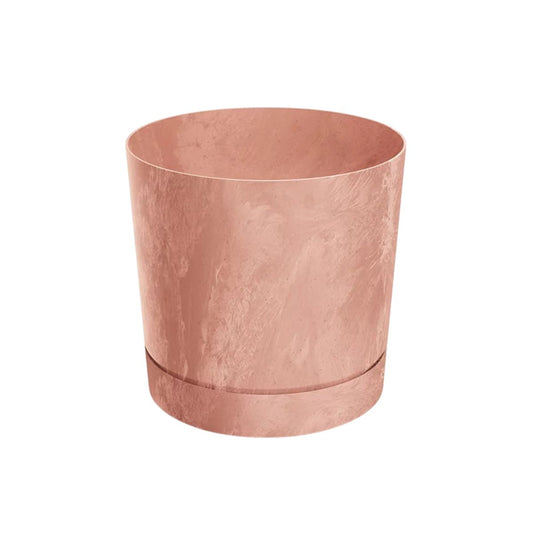 Pot Pure en ciment avec soucoupe intégrée en terre cuite  D 24 x 23
