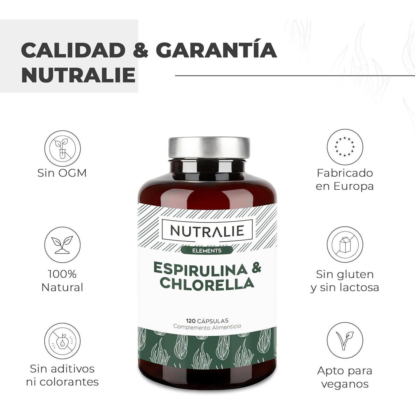Nutralie Spirulina & Chlorella 1800 mg Energie und Kraft 180 Kapseln